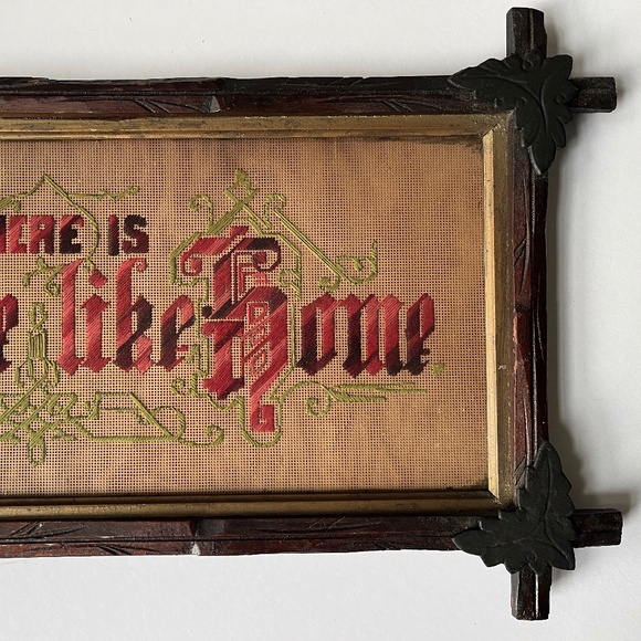 VTG No Place Like Home Embroidered Victorian Frame Needlepoint Oz Inspiration - Picture 4 of 16